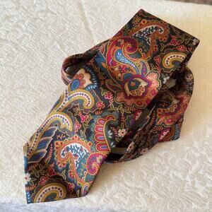 Vintage Smithsonian 100% Silk Neck Tie Red and Blue Paisley Pattern 1990’s